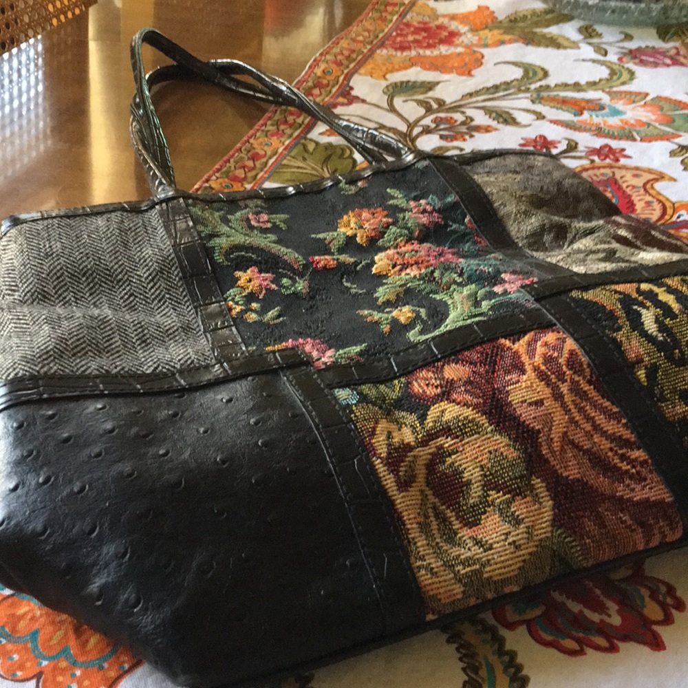 Bueno bag tapestry patchwork faux animal skin